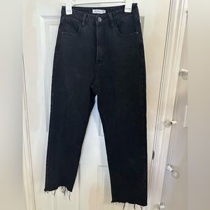 Charcoal Black Jeans with Fringe